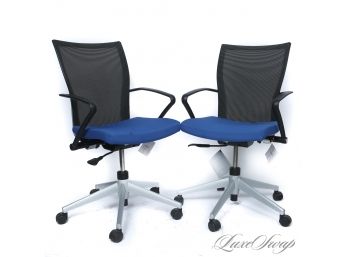 #5 LOT OF TWO BRAND NEW HAWORTH MADE IN THE USA X99 CONFERENCE BLUE SEAT CHAIRS