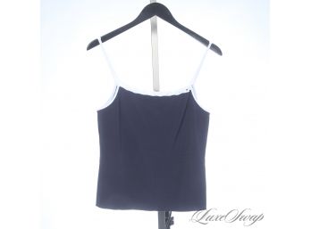AUTHENTIC GIORGIO ARMANI BLACK LABE MADE IN ITALY NAVY BLUE WHITE PIPED STRETCH TANK TOP 12