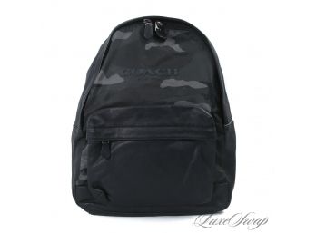 BRAND NEW WITH TAGS $395 AUTHENTIC AND SUPER RECENT COACH MENS BLACK LEATHER CAMOUFLAGE BACKPACK
