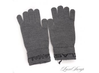 BRAND NEW WITH TAGS ROBERTO CAVALLI ITALY GREY KNITTED FOLDOVER LOGO WINTER GLOVES