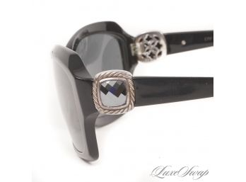 MEGA EXPENSIVE DAVID YURMAN HAND MADE IN JAPAN BLACK SUNGLASSES WITH .925 STERLING AND FACETED JEWEL ARMS