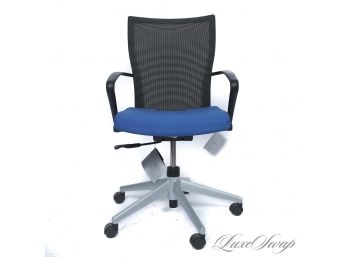 #9 ONE BRAND NEW HAWORTH MADE IN THE USA X99 MESH BACK TELESCOPIC CONFERENCE BLUE SEAT CHAIR