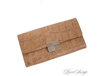 BRAND NEW WITHOUT TAGS AUTHENTIC MICHAEL KORS PEANUT TAN ALLIGATOR PRINT CLUTCH WALLET