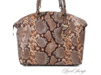 BRAND NEW WITH TAGS AUTHENTIC MICHAEL KORS GRANITE MOTTLED PYTHON PRINT TOTE BAG W/STRAP