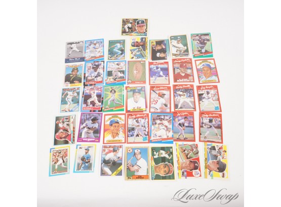 LOT OF 36 EXCELLENT CONDITION 1980S 90S TOPPS UPPER DECK DONRUSS BASEBALL CARDS EARLY CARDS ALL FAMOUS PLAYERS