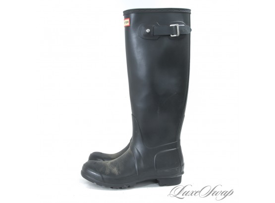 BRAND NEW WITHOUT BOX HUNTER MADE IN GREAT BRITAIN CLASSIC TALL WOMENS RUBBER RAIN BOOTS 8