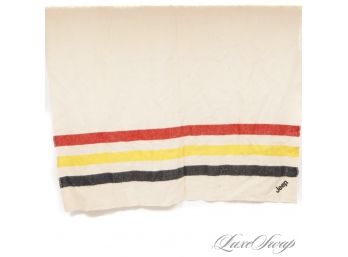 THE ONE EVERYONE WANTS! VINTAGE FARIBO FARIBAULT MILLS MADE IN USA SIGNAL STRIPE WOOL THROW BLANKET FOR JEEP
