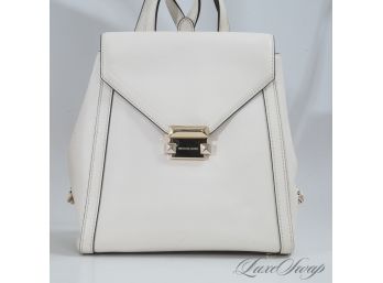 BRAND NEW WITHOUT TAGS AUTHENTIC MICHAEL KORS IVORY MODERN CLEAN LINED GOLD HW MINI BACKPACK