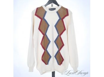 THE GOOD STUFF! AUTHENTIC VINTAGE BURBERRY MADE IN SCOTLAND MENS INTARSIA ARGYLE SWEATER XL