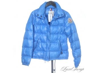 THE STAR OF THE SHOW  : AUTHENTIC MONCLER ELECTRIC BLUE GOOSE DOWN FILL PUFFER PARKA WOMENS COAT 2