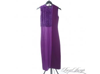 BRAND NEW WITH TAGS $2,670 SALVATORE FERRAGAMO AMETHYST PURPLE LEATHER AND VELVET DRESS 38
