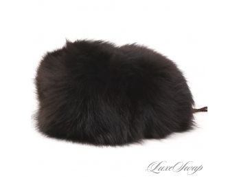 ITS AWESOME. VINTAGE BLACK GENUINE LONG HAIRED FUR MUFF / HAND WARMER #2  - EXCELLENT CONDITION!