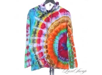 PEACE AND LOVE PEACE AND LOVE! MASTER TYE DYED GILDAN LIGHTWEIGHT HOODIE WOMENS L