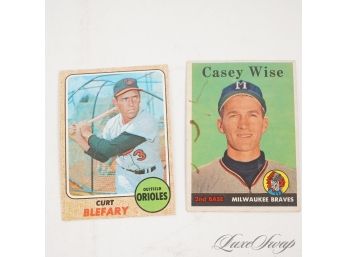 OT OF TWO 1968 TOPPS CURT BLEFARY ORIOLES AND 1957 CASE WISE BRAVES TOPPS VINTAGE BASEBALL SPORTS CARDS
