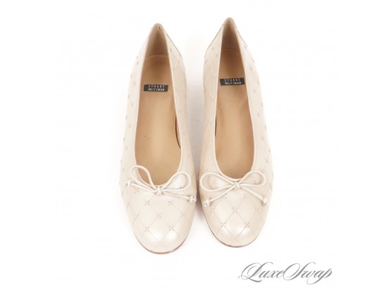 BRAND NEW WITHOUT BOX UNUSED STUART WEITZMAN PEARL CHAMPAGNE TAUPE QUILTED BALLET FLAT SHOES 8