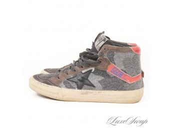 NO, WERE NOT KIDDING: $500 AUTHENTIC GOLDEN GOOSE DELUXE BRAND '2.12' HIGH TOP CAMOUFLAGE FLANNEL SNEAKERS 37