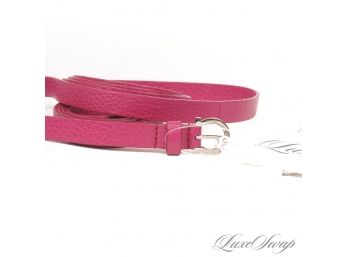 BRAND NEW WITH TAGS SALVATORE FERRAGAMO HYACINTH PINK LEATHER WRAPAROUND WAIST BELT WITH GANCINI BUCKLE 85