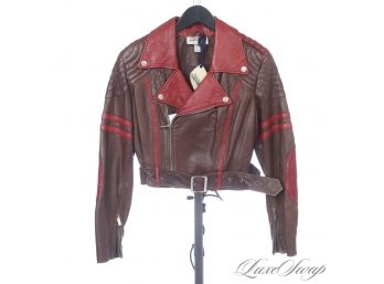 BRAND NEW WITH TAGS JEAN-PAUL GAULTIER FOR TARGET LIMITED EDITION BROWN LEATHER MOTORCYCLE JACKET L