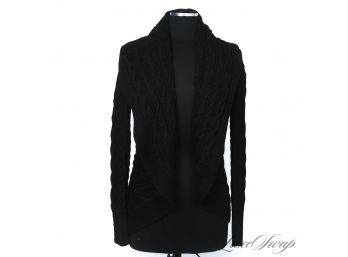 DOUBLE TAKES GUARANTEED : RALPH LAUREN BLACK LABEL SILK BLEND CABLEKNIT COCOON CARDIGAN L