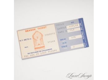 ONE VINTAGE NEW YORK METS VS. LOS ANGELES DODGERS BASEBALL TICKET FROM AUGUST 25, 1987