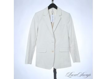 MODERN AND LIKE NEW WITHOUT TAGS HELMUT LANG CHALK WHITE DRY TEXTURE SILK LINED WOMENS BLAZER 2