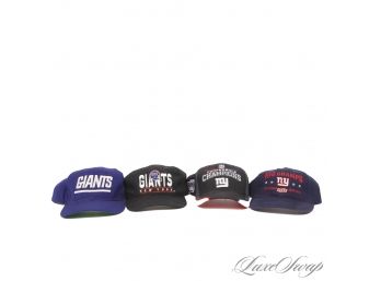 LOT OF 4 VINTAGE AND SEMI VINTAGE NEW YORK GIANTS FOOTBALL 1990S 00S SNAPBACK HATS