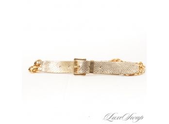 BRAND NEW WITHOUT TAGS MICHAEL KORS COLLECTION MADE IN ITALY HEAVY GOLD PYTHON BELT WITH DOUBLE GOLD CHAINLINK