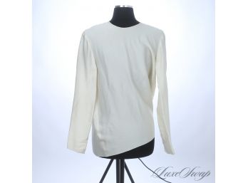 AUTHENTIC AND RUNWAY READY LANVIN PARIS DRAPED IVORY PINTUCKED BLOUSE 36
