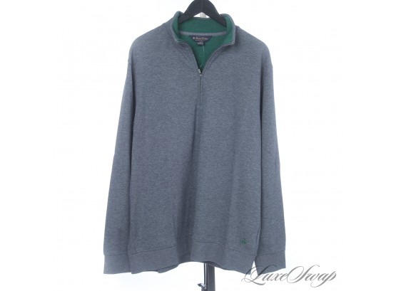 BRAND NEW WITH TAGS $128 MENS BROOKS BROTHERS GREY / GREEN LINED 1/2 ZIP ROADSTER SWEATER XL