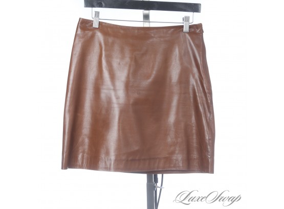 BRAND NEW WITHOUT TAGS $700 MICHAEL KORS COLLECTION ITALY CARAMEL NAPPA LEATHER SKIRT 6