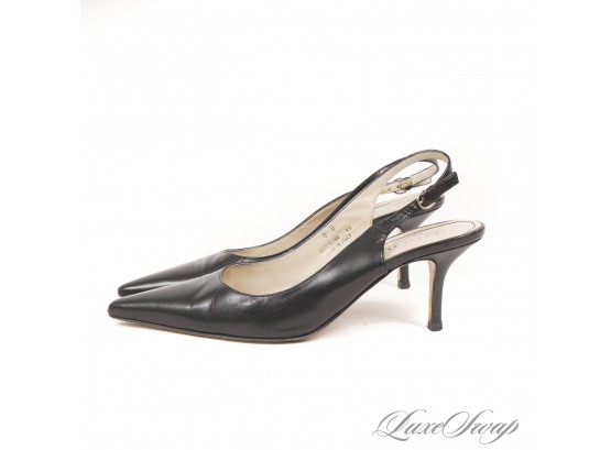THESE ARE HOT : AUTHENTIC COACH MADE IN ITALY BLACK LEATHER 'ALENA' SLINGBACK POINT TOE SHOES 8