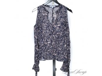 YOU KNOW YOU STOPPED SCROLLING FOR THIS ONE : DEREK LAM 10 CROSBY NAVY AND PINK SHEER FLORAL BOHO BLOUSE 6