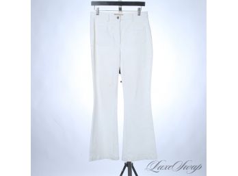 BRAND NEW WITHOUT TAGS MICHAEL KORS COLLECTION MADE IN ITALY WHITE STRETCH COTTON BOOT CUT JEANS 6
