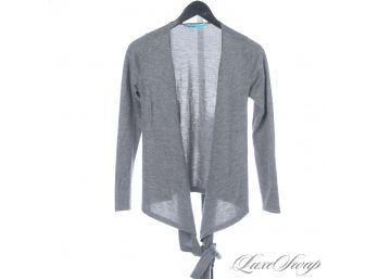 OH YEAH YOURE GOING TO WANT THIS : ALICE AND OLIVIA 100 CASHMERE GREY CARDIGAN SWEATER WITH WRAP TIE S