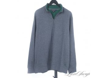 BRAND NEW WITH TAGS $128 MENS BROOKS BROTHERS GREY / GREEN LINED 1/2 ZIP ROADSTER SWEATER XL