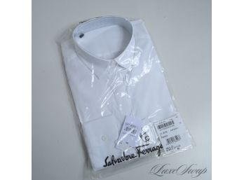 NEW WITH TAGS $120 SOLID WHITE POPLIN WOMENS BUTTON DOWN SHIRT 46