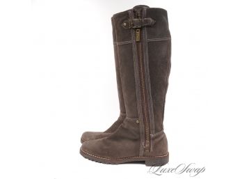 LOVING THIS VIBE BIG TIME : MICHAEL KORS CHOCOLATE BROWN SUEDE SIDE ZIP TALL BOOTS 8
