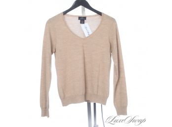 LIKE NEW WITHOUT TAGS BROOKS BROTHERS WOMENS MERINO WOOL CAMEL V-NECK SWEATER M