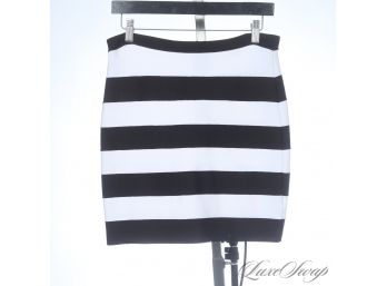 BOATRIDE READY : BRAND NEW WITHOUT TAGS MICHAEL KORS BLACK AND WHITE BLOCK STRIPE UNLINED STRETCH SKIRT 6