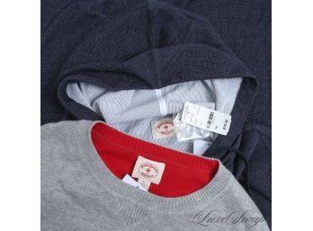 LOT OF 2 LIKE NEW WITHOUT TAGS BROOKS BROTHERS RED FLEECE MENS GREY CASHMERE BLEND AND INDIGO SWEATERS L