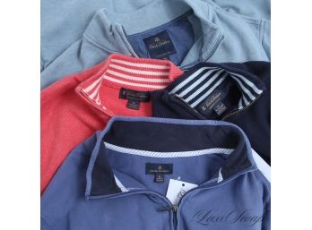 LOT OF 4 LIKE NEW WITHOUT TAGS BROOKS BROTHERS MENS 1/4 ZIP KNITTED ROADSTER SWEATERS CORAL PINK BLUE XL