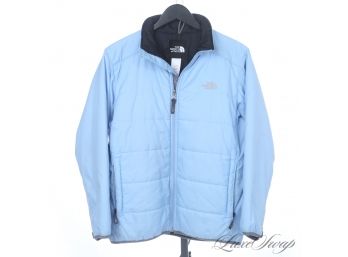 LIKE NEW AUTHENTIC THE NORTH FACE POWDER BLUE QUILTED PUFFER COAT YOUTH XL