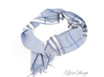 YOU GUYS LOVE THESE HERE YOU GO : AUTHENTIC BURBERRY SCOTLAND CASHMERE MIX REVERSIBLE BLUE TARTAN XLARGE SCARF