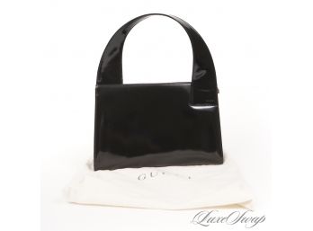 TRY FINDING ANOTHER : BRAND NEW DEADSTOCK VINTAGE TOM FORD ERA GUCCI BLACK POLISH LEATHER HARD FRAME BAG