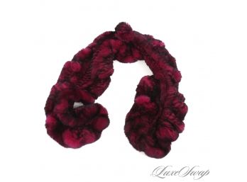 SOFTER THAN A BABIES...... LIKE NEW LINDA RICHARDS LUXURY COLLECTION MAGENTA BLACK MOTTLED GENUINE FUR SCARF