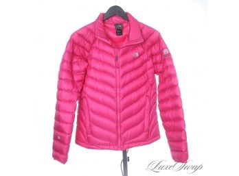 LIKE NEW AUTHENTIC THE NORTH FACE HOT PINK PERTEX QUANTUM BIAS QUILTED SUMMIT SERIES DOWN FILLED COAT L