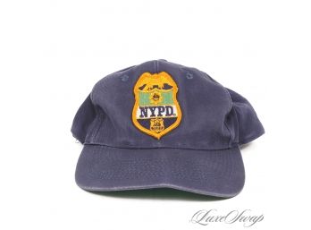 WOOP WOOP! ITS THE SOUND OF THE POLICE! VINTAGE KC HATS BLUE TWILL BASEBALL CAP WITH NYPD PATCH