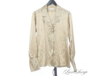 WOW, DO YOU KNOW THE RETAIL ON THIS? CHARVET PARIS MADE IN FRANCE 100 PERCENT PURE SILK CHAMPAGNE BLOUSE S