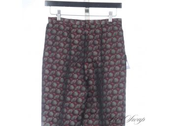 WHAT A FIND! BRAND NEW WITH TAGS JEAN PAUL GAULTIER WINE AND GREEN JACQUARD FLORAL DAMASK PANTS 8