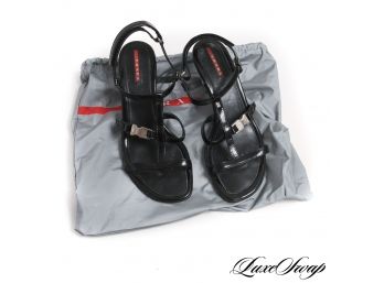 AUTHENTIC PRADA MADE IN ITALY BLACK LEATHER STRAPPY SANDALS